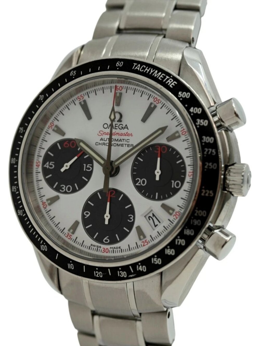 Omega Men's 40mm Speedmaster Date Rare White Dial SS Watch- 323.30.40.40.04.001!